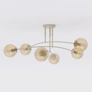Plafoniera da soffitto PREGOS 6 in acciaio 6xE14 - Mokka