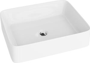 LAVITA Lavabo da appoggio Luneza Grande | Lavabo da appoggio rettangolare | Lavabo senza troppopieno e foro per rubinetto | In porcellana di alta qualità | Lavabo | 51,5 x 41 x 14 cm | Bianco lucido
