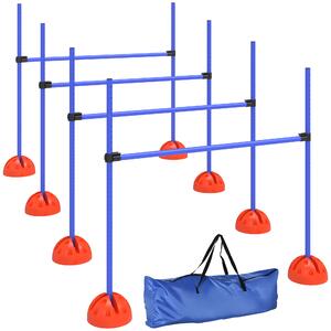 PawHut Set Agility per cani con 4 ostacoli e borsa da trasporto per allenamento salti, 124x19,5x103 cm, Blu | Aosom Italy
