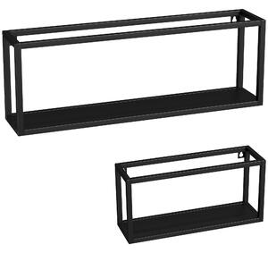 HOMCOM Set da 2 Scaffale a parete, portata 15 kg, mensole in acciaio, 60x12x21 cm, nero | Aosom Italy