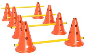PawHut Agilità per Cani con 8 Coni 8 e Barre, per Ostacolo Allenamento di Coordinazione, 80x22.5X30 cm, Arancione | Aosom Italy