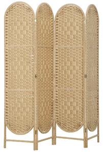 HOMCOM Paravento Pieghevole Separatore di Ambienti 4 Pannelli con Parte Superiore Ad Arco, 160x1.8x170 cm, Legno naturale | Aosom Italy