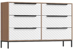 HOMCOM Cassettiera con 6 cassetti con motivo a diamante, cabina armadio in tessuto Frontali, 117.5x30x73.5 cm, Legno naturale | Aosom Italy