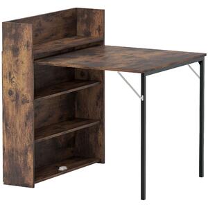 HOMCOM Tavolo pieghevole salvaspazio con ripiani, design industriale per piccoli spazi, 80x90x93cm, Marrone rustico | Aosom Italy