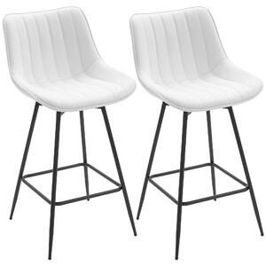 HOMCOM Set di 2 sgabelli da bar con schienale e poggiapiedi, sedie girevoli 360° rivestite in pelle sintetica, 47x54.5x97.5 cm, Bianco | Aosom Italy