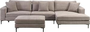 Home Deluxe Divano BELLANO Beige L 340 x 188 x 94 cm - Pouf: destro | incl. cuscini decorativi Divano a coste, divano a L, divano angolare, tessuto a coste