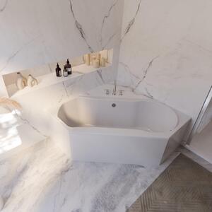 Vasca da bagno Schulte modello Fluvia, acrilico sanitario bianco, 190x80 cm, altezza 58 cm, incl. supporto vasca e scarico