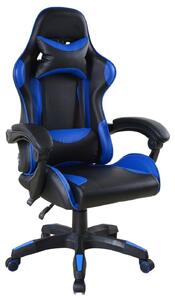Sedia da ufficio da gaming con cuscino poggiatesta - Ergonomica, colore nero/blu
