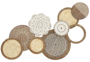 HOMCOM Decorazione murale con scultura murale in legno, design unico con più dischi, 83.8x4.4x44.5 cm, legno naturale | Aosom Italy