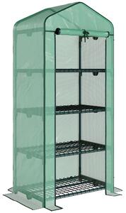 Outsunny Serra per Ortoda con Scaffale a 4 liveli e 2 parta cerniera per Balcone e Terrazzo, in PE, Verde Scuro, 70x50x160cm | Aosom Italy
