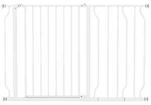 PawHut Cancelletto di Sicurezza per Cani in Acciaio e ABS, Estensibile 75-115cm per Scale e Porte, Bianco|Aosom