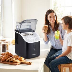 Costway Macchina ghiaccio casa ice maker da silenzioso cubetti ghiaccio 13 spessori autopulizia, Macchina serbatoio esterno elettrodomestici bar Nero