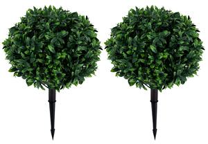 Costway Set di 2 piante artificiali di olivo con 44 rami e tronco d'albero simulato, Piante artificiali con protezione dai solari facile manutenzione per interno ed esterno