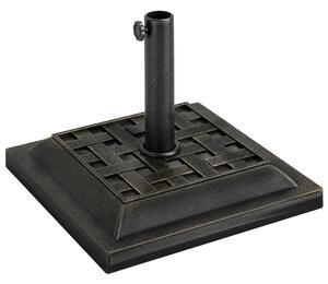 Outsunny Basamento Ombrellone da Giardino, Resina e Acciaio, Stile Vintage, 44x44x32cm, Design Antico, Nero e Bronzo|Aosom