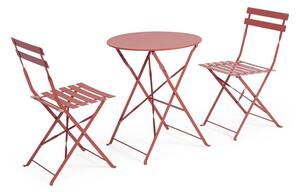 Set da pranzo da giardino color terracotta in acciaio per 2 persone Austin – Bizzotto
