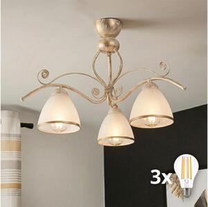 Brilagi - Lampadario LED a montaggio superficiale ANTICO 3xE27/60W/230V patina bianca