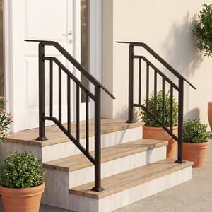 Costway Set corrimano per gradini 2 pezzi con angolo regolabile da 5 a 40°e kit di installazione, Ringhiera per scale in metallo per interno ed esterno