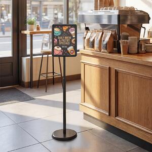 Costway Espositore A4 da terra regolabile metallo base riempibile, Stand per menù poster pubblicità ristorante ufficio esterno 81-131 cm 2 Pezzi Nero