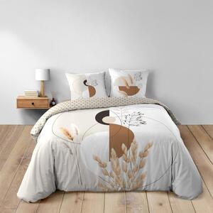 Set copripiumino e federa bianco/beige in cotone per letto matrimoniale ed esteso 240x220 cm Natacha – douceur d'intérieur