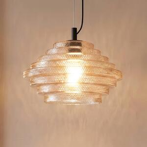 Lampada a sospensione in vetro Orliana Lindby, dimmerabile, Crema / Ambra, Soggiorno / Sala da pranzo, Vetro, Moderno, Lampada a sospensione