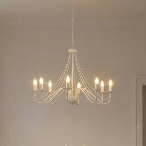 Lampadario Malbo, bianco, metallo, a 8 luci, E14 Malbo HELAM, dimmerabile, Bianco / Opale, Soggiorno / Sala da pranzo, Metallo, Moderno