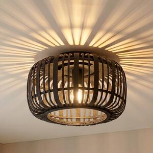 Plafoniera soffitto Canyana Lindby, dimmerabile, Legno scuro, Soggiorno / Sala da pranzo, Legno, Campagna / Rustiche, Plafoniera