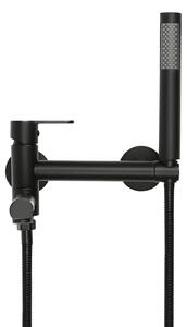 Miscelatore per lavabo da parete con doccetta manuale - girevole a 90°, colore nero