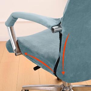 Copertura in velluto per sedia da ufficio, con braccioli, elasticizzata, taglia L/XXL, grigio-blu