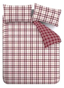 Set copripiumino e federa burgundy per letto singolo 135x200 cm Kelso Check – Catherine Lansfield