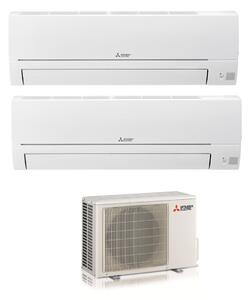 MITSUBISHI Climatizzatore Dual Split Inverter 9000+12000 Btu Condizionatore con Pompa di Calore Classe A++/A+ Gas R32 Wi-Fi (Unit Interna + Unit 