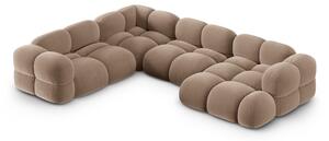 Divano angolare marrone (con penisola a sinistra/a U) con rivestimento in velluto Loretto – Cosmopolitan Design