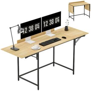 HOMCOM Scrivania pieghevole per computer, scrivania da ufficio dal design moderno in rovere