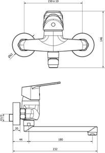 TEOREMA Miscelatore Monocomando Lavello a Muro colore Cromo Sonic - 8C500