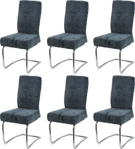 Set di 6 sedie da pranzo imbottite | A x L x P 105 x 46 x 60 cm | Altezza seduta 53 cm | Metallo Tessuto/Chenille | Blu-verde | Sedia da cucina Sedia a sbalzo Sedia con schienale