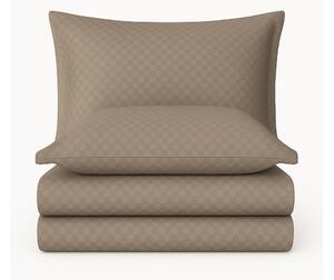 Set copripiumino e federa marrone in cotone renforcé per letto singolo 140x200 cm Checkered – Mila Home Luxury