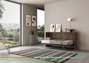 Letto a scomparsa Kando singolo con Materasso Incluso Chiuso Occupa solo 39 cm di profondit�, Dimensioni chiuso 200x39xh97 cm struttura in legno colore Noce