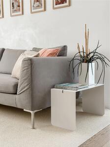 Sidetable in metallo DOUBLE 40 , Dimensioni 30x38xh 40 cm che pu� essere utilizzato sia come tavolino di servizio lato divano sia come semplice comodino colore Bianco Goffrato