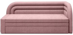 Divano rosa allungabile/con contenitore con penisola a destra e rivestimento in ciniglia 223 cm Fabillo – ELTAP