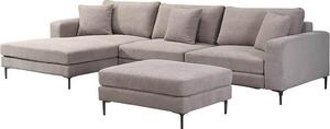 Home Deluxe Divano BELLANO Beige L 340 x 188 x 94 cm - Ottomana: sinistra | incl. cuscini decorativi Divano a coste, divano a L, divano angolare, tessuto a coste