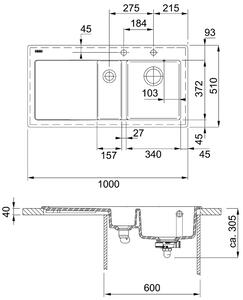 Franke Mythos MTK-651-D, Lavabo da appoggio, Rettangolare, Vetroceramica, Bianco, 2 vasche, Rettangolare