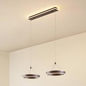 Lucande Lampada LED a sospensione Kolo, 86 cm, 2 luci, marrone, dimmerabile Kolo Lucande,, Marrone / Ruggine, Soggiorno / Sala da pranzo, Plastica, Moderno
