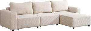 Home Deluxe Divano letto componibile VINA L, beige - incl. vano contenitore | divano in velluto a coste, divano con funzione letto, divano