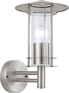 Applique Esterno Contemporanea Lisio Acciaio Argento 1 Luce E27 H30Cm
