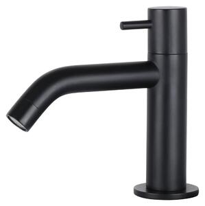 Differnz - Rubinetto per acqua fredda - Miscelatore da cucina nero con beccuccio curvo - Miscelatore nero per lavabo e fontana - Miscelatore compatto per lavabo - Dimensioni 137 x 123 mm - Nero opaco
