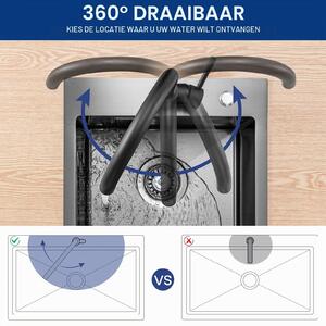 Rubinetto da cucina monocomando - Girevole a 360 gradi - Arco alto - Acciaio inossidabile - Nero