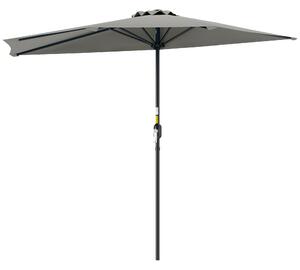 Outsunny Ombrellone da Parete Mezzaluna Salvaspazio con Apertura a Manovella, 2.7x2.4 m, Grigio Chiaro | Aosom Italy