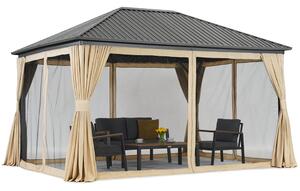 Gazebo Sardegna 3x4 in metallo con tende e zanzariera Garden Point beige