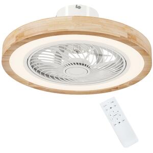 HOMCOM Ventilatore da soffitto con lampada e telecomando, 6 velocità, luminosità regolabile, motore silenzioso, marrone chiaro | Aosom Italy