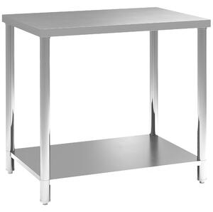 HOMCOM Tavolo da lavoro in acciaio inox 2 ripiani, per cucina, garage, giardino, 90 x 60 x 86 cm, argentato