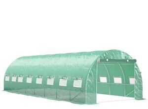 Outsunny Serra da giardino tunnel 24m² 8L x 3l x 2H m - 16 finestre, Porta con zip avvolgibile acciaio zincato, telo PE, Verde
